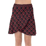 Red Lips Kiss Glitter Wrap Front Skirt