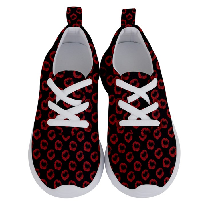 Red Lips Kiss Glitter Running Shoes