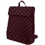 Red Lips Kiss Glitter Flap Top Backpack