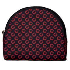 Red Lips Kiss Glitter Horseshoe Style Canvas Pouch by idjy