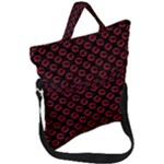 Red Lips Kiss Glitter Fold Over Handle Tote Bag