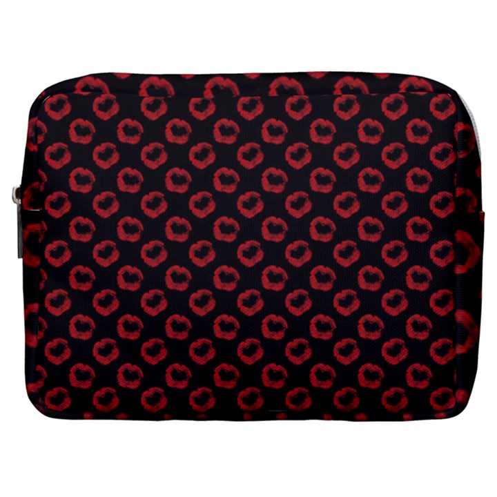 Red Lips Kiss Glitter Make Up Pouch (Large)