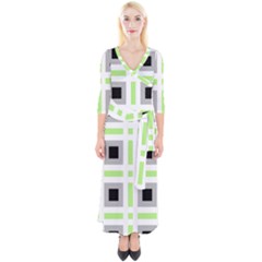 Agender Flag Plaid Quarter Sleeve Wrap Maxi Dress