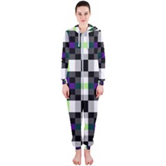 Agender Flag Plaid With Difference Hooded Jumpsuit (ladies)