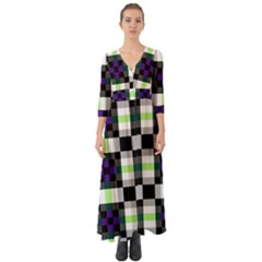 Agender Flag Plaid With Difference Button Up Boho Maxi Dress by WetdryvacsLair