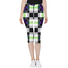 Agender Flag Plaid With Difference Inside Out Lightweight Velour Capri Leggings  by WetdryvacsLair