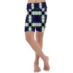 Agender Flag Plaid With Difference Kids  Lightweight Velour Cropped Yoga Leggings by WetdryvacsLair