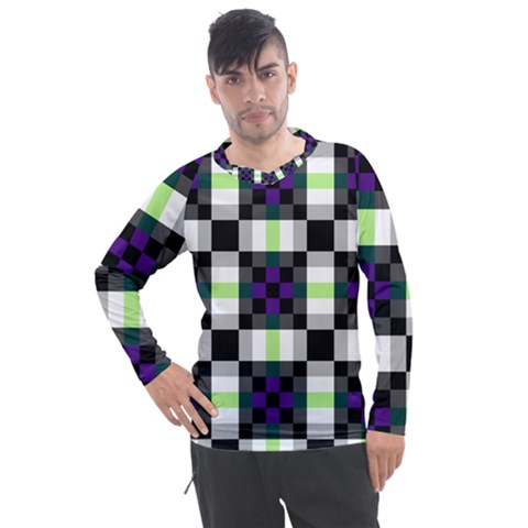 Agender Flag Plaid With Difference Men s Pique Long Sleeve Tee by WetdryvacsLair