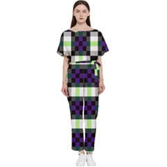 Agender Flag Plaid With Difference Batwing Lightweight Chiffon Jumpsuit by WetdryvacsLair