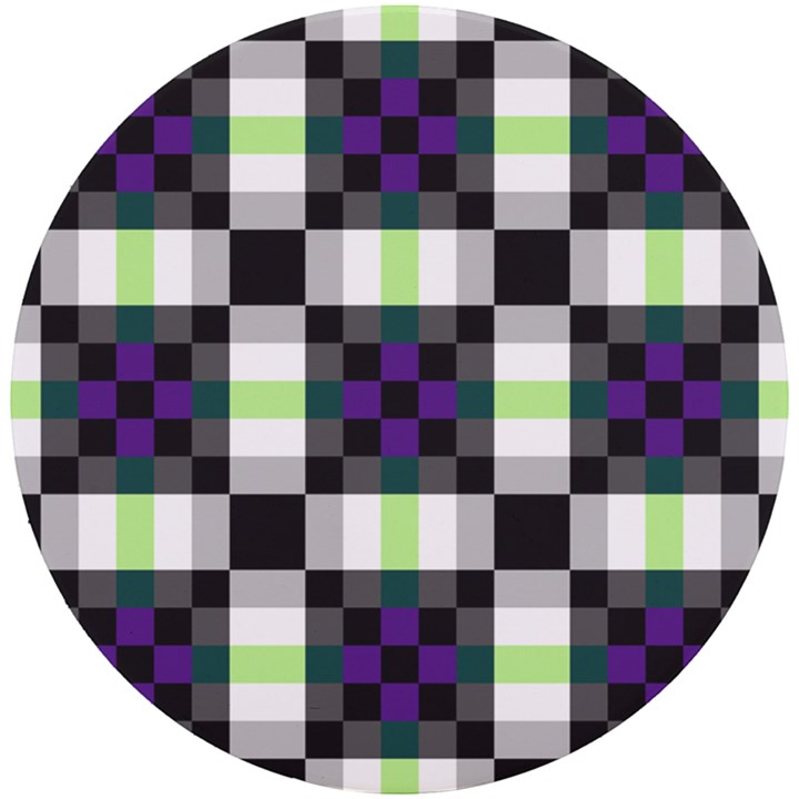 Agender Flag Plaid With Difference UV Print Round Tile Coaster
