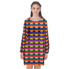 Double Black Diamond Pride Bar Long Sleeve Chiffon Shift Dress  by WetdryvacsLair