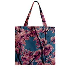 Colorful Floral Leaves Photo Zipper Grocery Tote Bag by dflcprintsclothing
