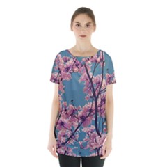 Colorful Floral Leaves Photo Skirt Hem Sports Top