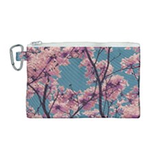 Colorful Floral Leaves Photo Canvas Cosmetic Bag (medium) by dflcprintsclothing