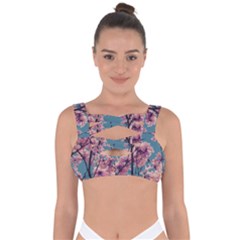 Colorful Floral Leaves Photo Bandaged Up Bikini Top by dflcprintsclothing