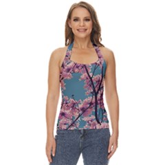 Colorful Floral Leaves Photo Basic Halter Top by dflcprintsclothing