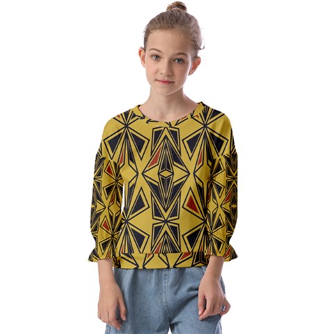 Abstract Pattern Geometric Backgrounds   Kids  Cuff Sleeve Top by Eskimos