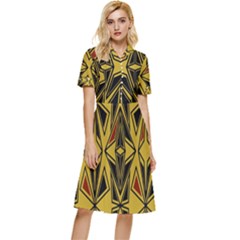 Abstract Pattern Geometric Backgrounds   Button Top Knee Length Dress