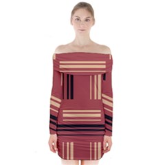 Abstract Pattern Geometric Backgrounds   Long Sleeve Off Shoulder Dress by Eskimos