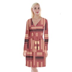 Abstract Pattern Geometric Backgrounds   Long Sleeve Velvet Front Wrap Dress by Eskimos