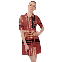 Abstract Pattern Geometric Backgrounds   Belted Shirt Dress by Eskimos