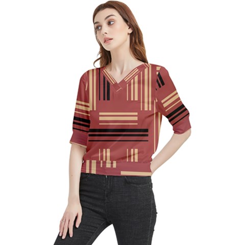 Abstract Pattern Geometric Backgrounds   Quarter Sleeve Blouse by Eskimos