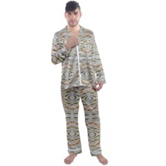 Folk Flowers Print Floral Pattern Ethnic Art Men s Long Sleeve Satin Pajamas Set by Eskimos