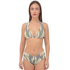 Folk Flowers Print Floral Pattern Ethnic Art Double Strap Halter Bikini Set by Eskimos