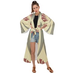 Folk Flowers Print Floral Pattern Ethnic Art Maxi Kimono by Eskimos