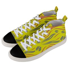 Folk Flowers Print Floral Pattern Ethnic Art Men s Mid-top Canvas Sneakers by Eskimos