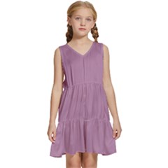 Color Mauve Kids  Sleeveless Tiered Mini Dress