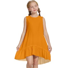 Color Dark Orange Kids  Frill Swing Dress