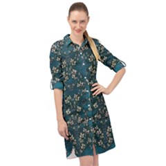 Waterlilies In The Calm Lake Of Beauty And Herbs Long Sleeve Mini Shirt Dress by pepitasart