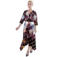 Funky Disco Ball Quarter Sleeve Wrap Front Maxi Dress by essentialimage365