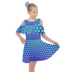 Hex Circle Points Vaporwave Three Kids  Shoulder Cutout Chiffon Dress