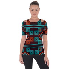 Abstract Pattern Geometric Backgrounds   Shoulder Cut Out Short Sleeve Top by Eskimos