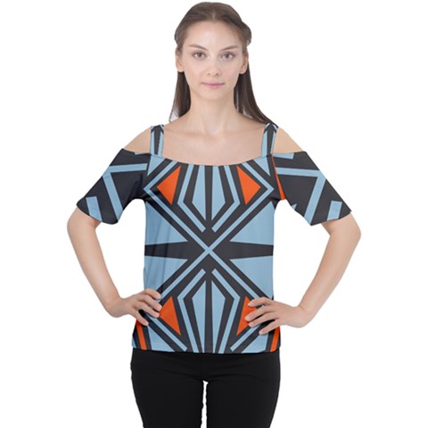 Abstract Geometric Design    Cutout Shoulder Tee by Eskimos