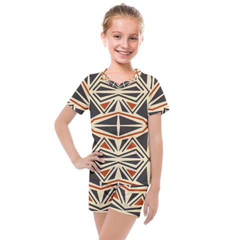 Abstract Geometric Design    Kids  Mesh Tee And Shorts Set by Eskimos