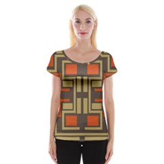 Abstract Geometric Design    Cap Sleeve Top by Eskimos