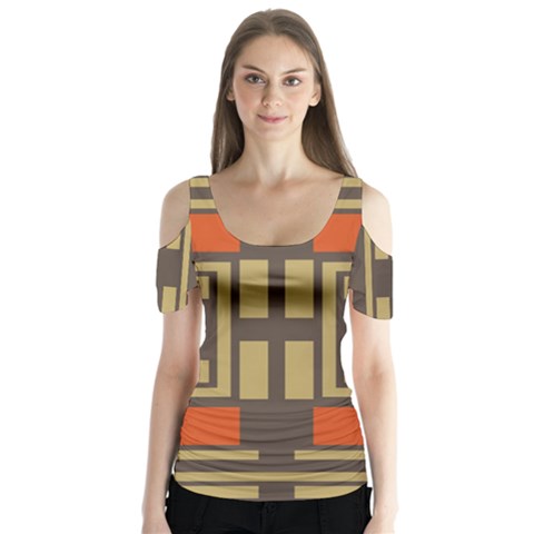 Abstract Geometric Design    Butterfly Sleeve Cutout Tee  by Eskimos
