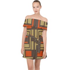 Abstract Geometric Design    Off Shoulder Chiffon Dress by Eskimos