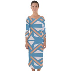 Abstract Geometric Design    Quarter Sleeve Midi Bodycon Dress by Eskimos