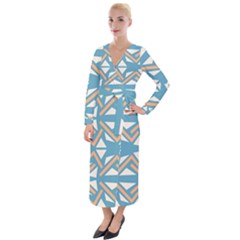 Abstract Geometric Design    Velvet Maxi Wrap Dress by Eskimos