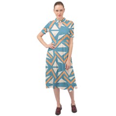 Abstract Geometric Design    Keyhole Neckline Chiffon Dress by Eskimos