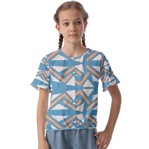 Abstract Geometric Design    Kids  Cuff Sleeve Scrunch Bottom Tee by Eskimos