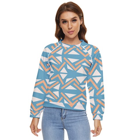 Abstract Geometric Design    Women s Long Sleeve Raglan Tee by Eskimos