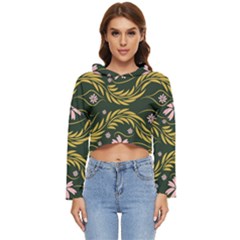 Folk Flowers Print Floral Pattern Ethnic Art Women s Lightweight Cropped Hoodie by Eskimos