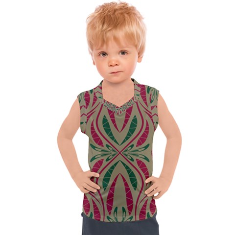 Folk Flowers Print Floral Pattern Ethnic Art Kids  Sport Tank Top by Eskimos