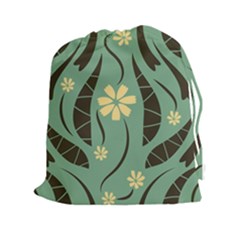 Folk Flowers Print Floral Pattern Ethnic Art Drawstring Pouch (2xl) by Eskimos