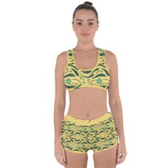 Folk flowers print Floral pattern Ethnic art Racerback Boyleg Bikini Set